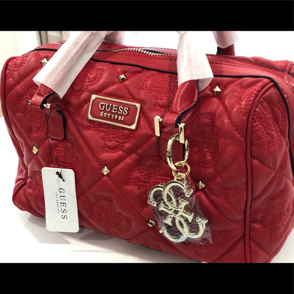 😍GUESS EST 1981 Leather RED For Bag Modern
